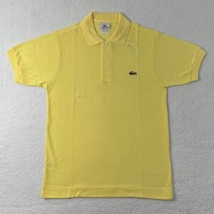 LACOSTE Logo Polo Shirt Cotton Short Sleeve Light Yellow Mens US Size XS VTG NWT
